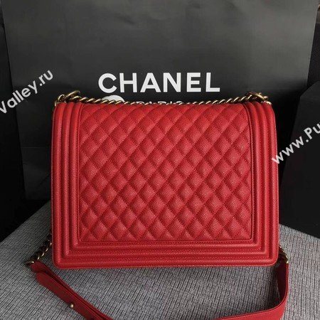 Boy Chanel Flap Shoulder Bag Red Original Cannage Pattern A67087 Gold
