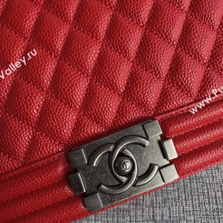 Boy Chanel Flap Shoulder Bag Red Original Cannage Pattern A67087 Silver