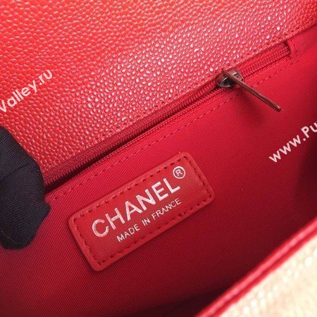 Boy Chanel Flap Shoulder Bag Red Original Cannage Pattern A67087 Silver