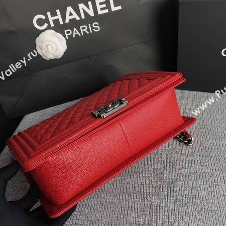 Boy Chanel Flap Shoulder Bag Red Original Cannage Pattern A67087 Silver