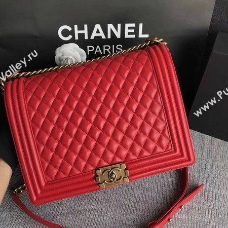 Boy Chanel Flap Shoulder Bag Red Original Sheepskin Leather A67087 Gold
