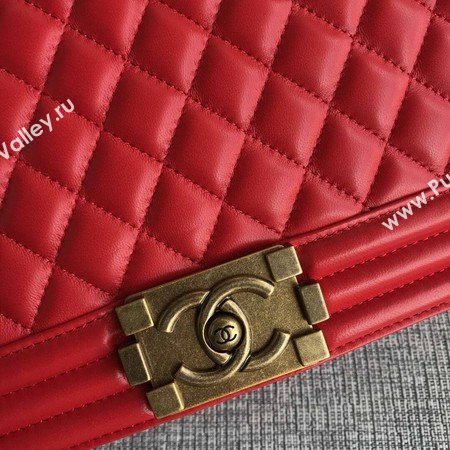 Boy Chanel Flap Shoulder Bag Red Original Sheepskin Leather A67087 Gold
