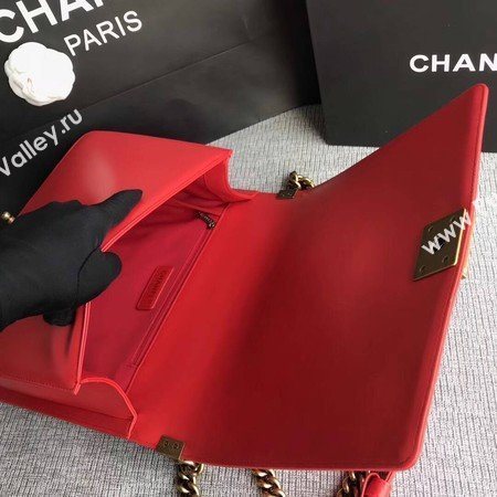 Boy Chanel Flap Shoulder Bag Red Original Sheepskin Leather A67087 Gold