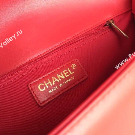 Boy Chanel Flap Shoulder Bag Red Original Sheepskin Leather A67087 Gold