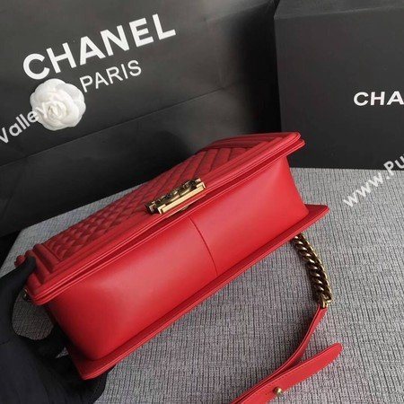Boy Chanel Flap Shoulder Bag Red Original Sheepskin Leather A67087 Gold
