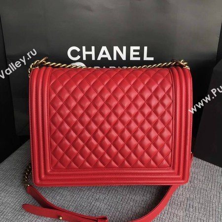 Boy Chanel Flap Shoulder Bag Red Original Sheepskin Leather A67087 Gold