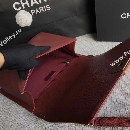 Boy Chanel Flap Shoulder Bag Wine Original Cannage Pattern A67087 Gold