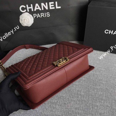 Boy Chanel Flap Shoulder Bag Wine Original Cannage Pattern A67087 Gold