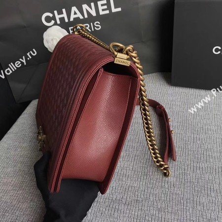 Boy Chanel Flap Shoulder Bag Wine Original Cannage Pattern A67087 Gold