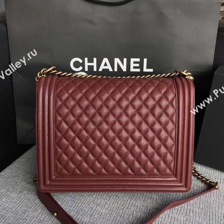 Boy Chanel Flap Shoulder Bag Wine Original Cannage Pattern A67087 Gold