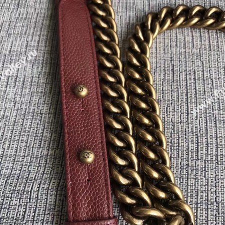 Boy Chanel Flap Shoulder Bag Wine Original Cannage Pattern A67087 Gold