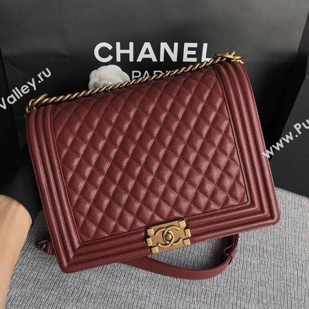 Boy Chanel Flap Shoulder Bag Wine Original Cannage Pattern A67087 Gold