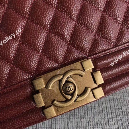 Boy Chanel Flap Shoulder Bag Wine Original Cannage Pattern A67087 Gold