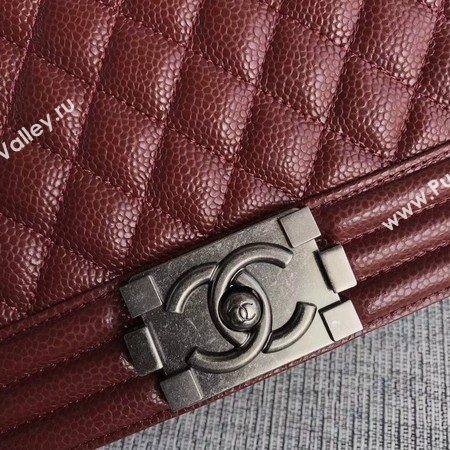 Boy Chanel Flap Shoulder Bag Wine Original Cannage Pattern A67087 Silver