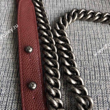 Boy Chanel Flap Shoulder Bag Wine Original Cannage Pattern A67087 Silver