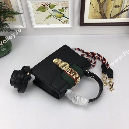 Gucci Sylvie Lather mini Bag 470270 Black