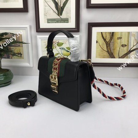 Gucci Sylvie Lather mini Bag 470270 Black