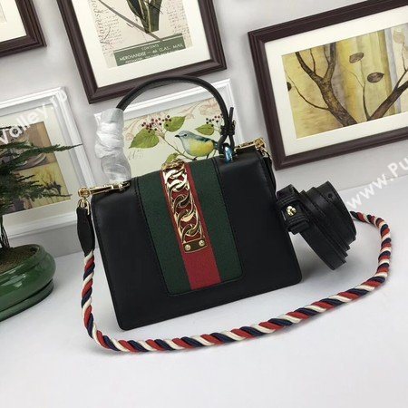 Gucci Sylvie Lather mini Bag 470270 Black