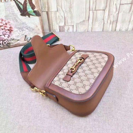 Gucci GG Lady Web Hand-Stained Leather Shoulder Bag 380573 Brown