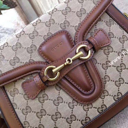 Gucci GG Lady Web Hand-Stained Leather Shoulder Bag 380573 Brown