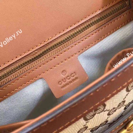 Gucci GG Lady Web Hand-Stained Leather Shoulder Bag 380573 Brown