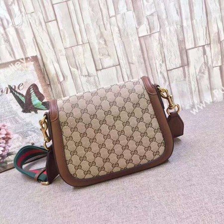 Gucci GG Lady Web Hand-Stained Leather Shoulder Bag 380573 Brown