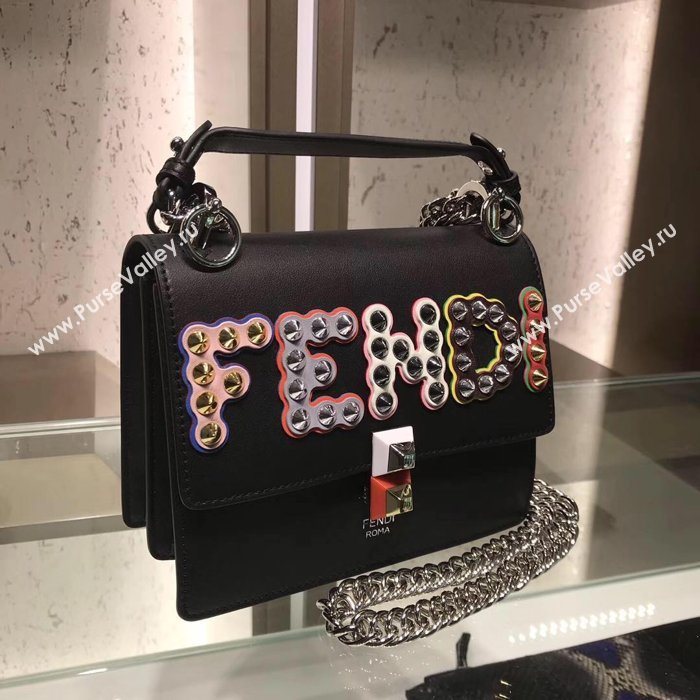 Fendi Calfskin Leather Shoulder Bag 8111 Black