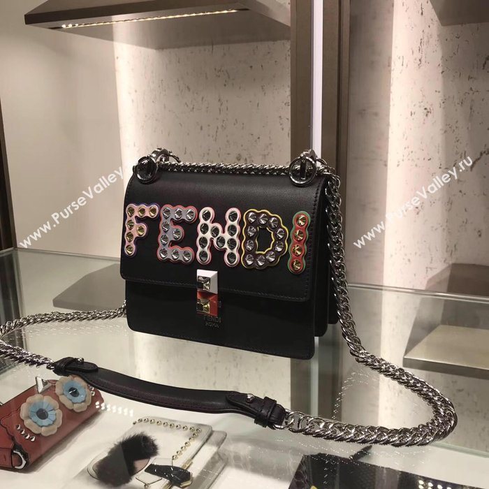 Fendi Calfskin Leather Shoulder Bag 8111 Black