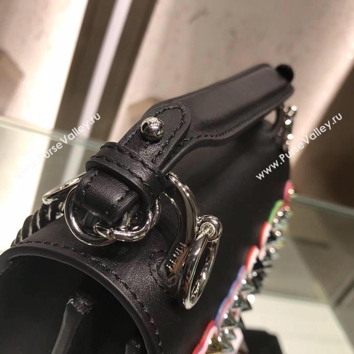 Fendi Calfskin Leather Shoulder Bag 8111 Black