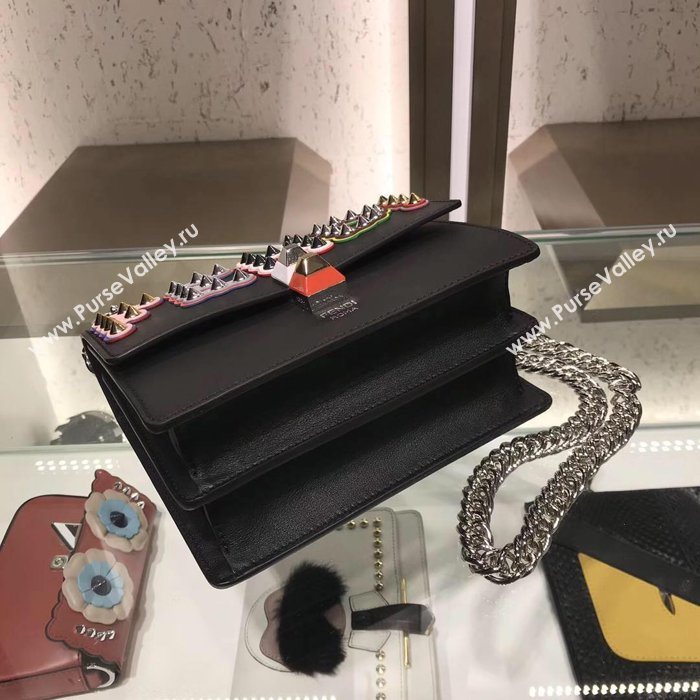 Fendi Calfskin Leather Shoulder Bag 8111 Black