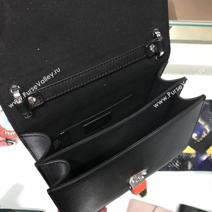 Fendi Calfskin Leather Shoulder Bag 8111 Black