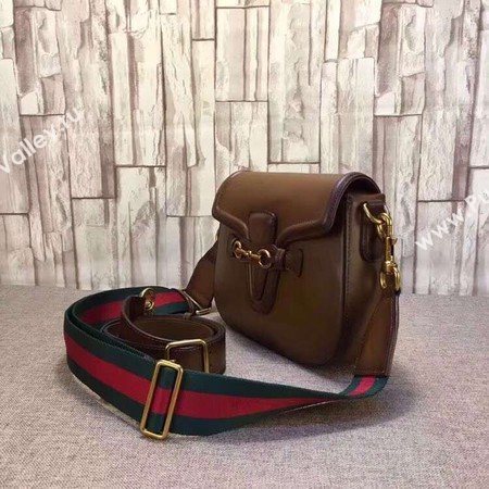 Gucci Lady Web Hand-Stained Leather Shoulder Bag 380573 Brown