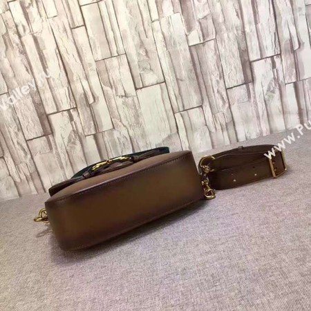 Gucci Lady Web Hand-Stained Leather Shoulder Bag 380573 Brown