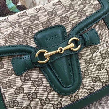 Gucci GG Lady Web Hand-Stained Leather Shoulder Bag 380573 Green