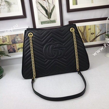 Gucci GG Marmont Medium Matelasse Shoulder Bag 453569 Black