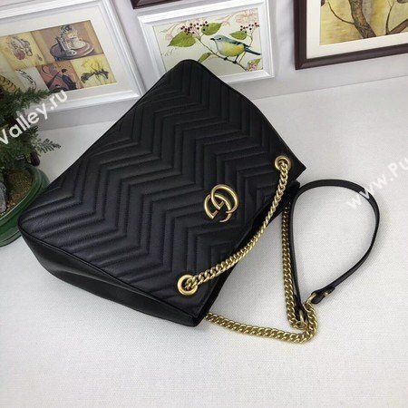 Gucci GG Marmont Medium Matelasse Shoulder Bag 453569 Black