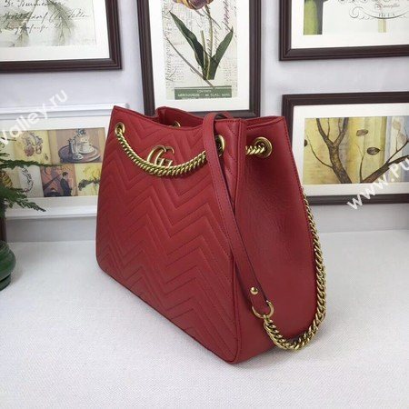 Gucci GG Marmont Medium Matelasse Shoulder Bag 453569 Red