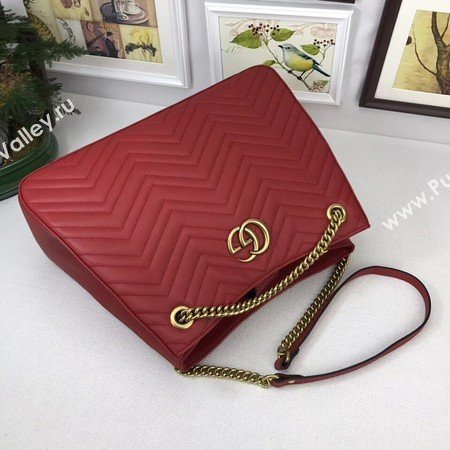 Gucci GG Marmont Medium Matelasse Shoulder Bag 453569 Red