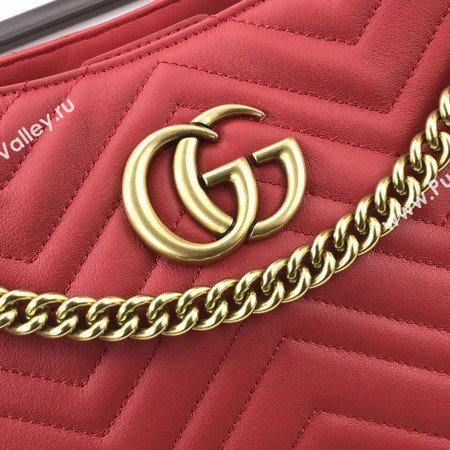 Gucci GG Marmont Medium Matelasse Shoulder Bag 453569 Red