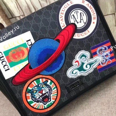 Gucci Night Courrier GG Supreme Flap Messenger Bag 474138 Black