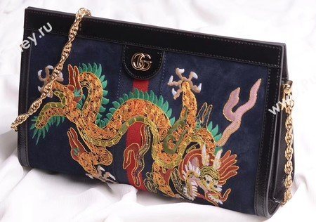 Gucci Ophidia Embroidered Medium Shoulder Bag 503876 Black