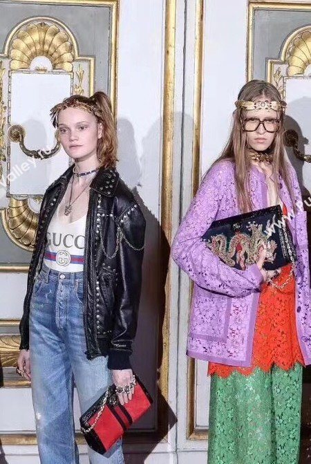 Gucci Ophidia Embroidered Medium Shoulder Bag 503876 Red