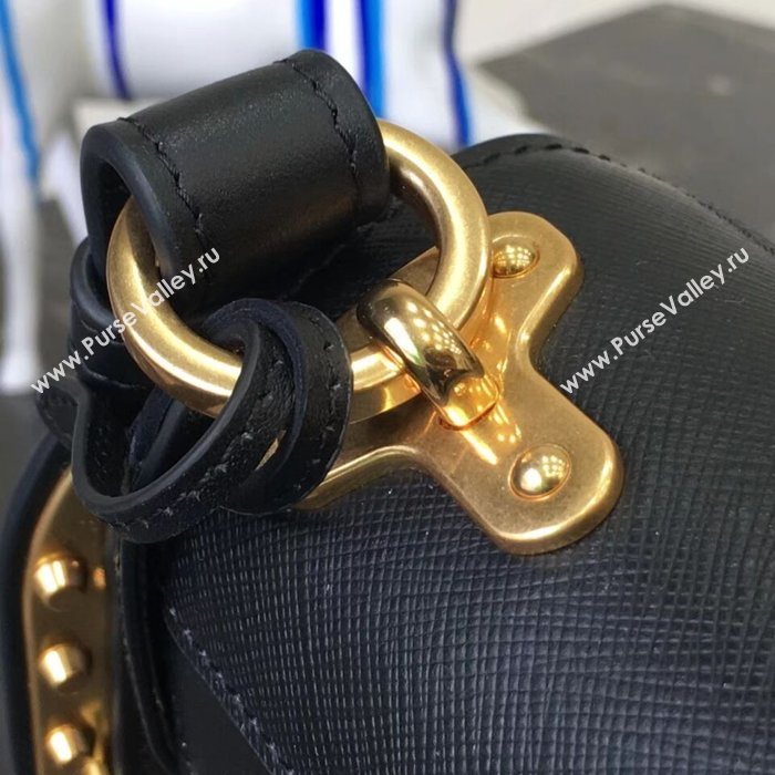 Prada Cahier Leather Shoulder Bag 1BD045 Black