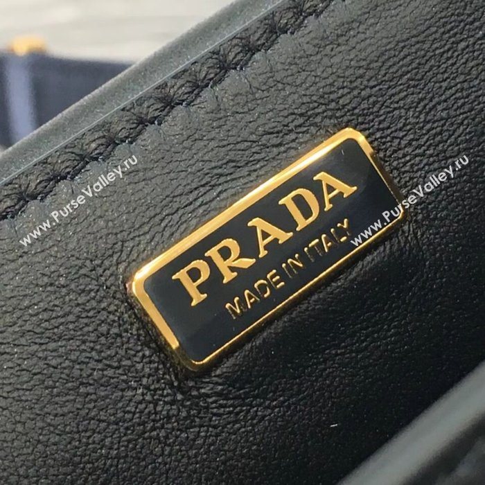 Prada Cahier Leather Shoulder Bag 1BD045 Black
