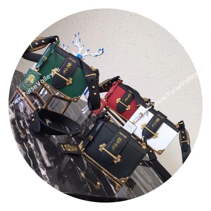 Prada Cahier Leather Shoulder Bag 1BD045 Black