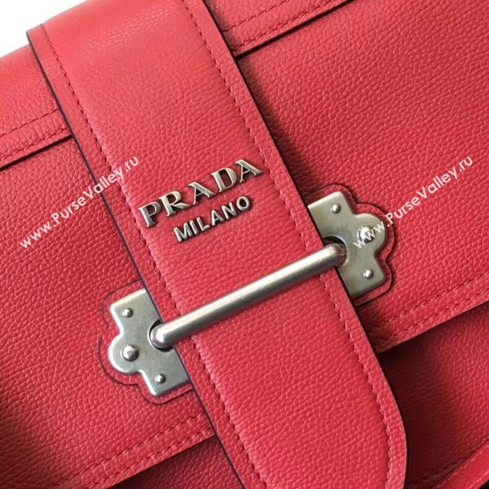 Prada Cahier Leather Shoulder Bag 1BD095 Red