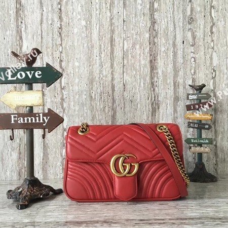 Gucci GG Marmont Matelasse Shoulder Bag 443497 Red