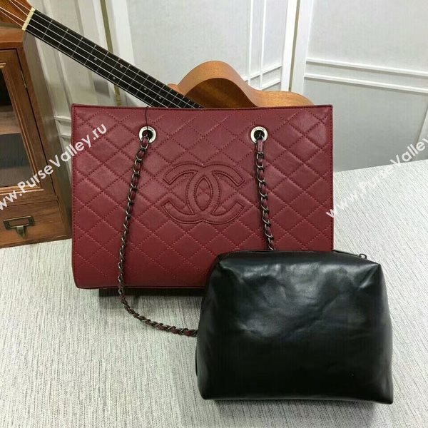 2017 Chanel Calfskin Leather Tote Bag 8809A Red