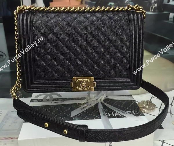 Boy Chanel Flap Bags Original Black Cannage Pattern A67088 Gold