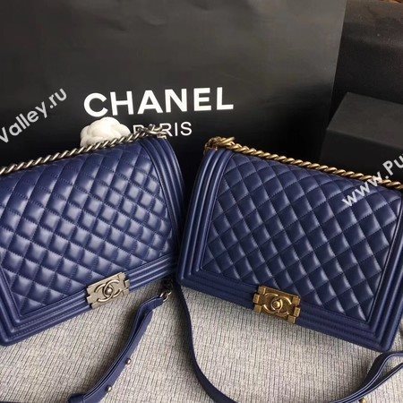 Boy Chanel Flap Bags Original Sheepskin Leather A67088 Blue